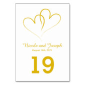 Carte de table mariage - Deux Coeurs d'or entrelac (Dos)