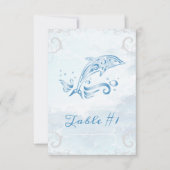 Carte de table Mariage Dolphin bleu (Devant)