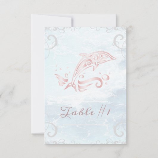 Carte de table Mariage Dolphin rose (Devant)