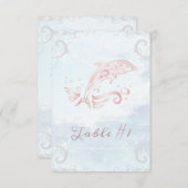 Carte de table Mariage Dolphin rose (Devant / Derrière)