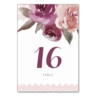 Carte de table mariage en dentelle fleurie rustiqu