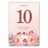 Carte de table Mariage en rubis rose pâle (Dos)