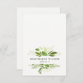 Carte de table mariage feuillage vert sauvage aqua (Devant / Derrière)