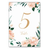 Carte de table mariage fleurie de pêche de jardin (Dos)