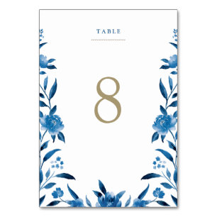 Carte de table Mariage floral bleu