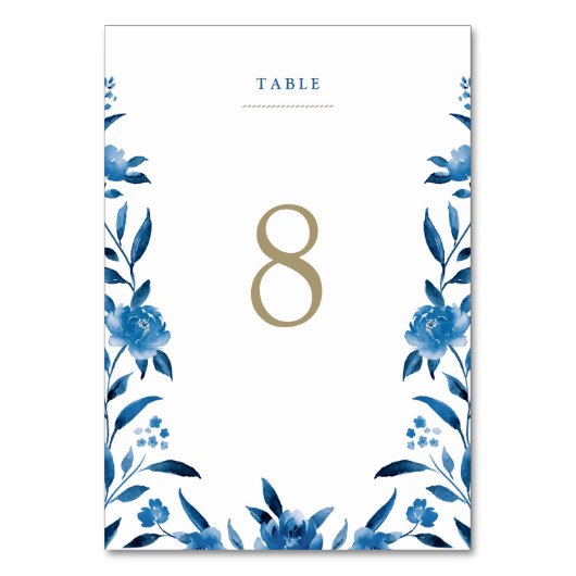 Carte de table Mariage floral bleu (Par défaut)