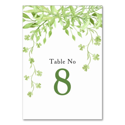 Carte de table Mariage Floral Clover de verdure (Par défaut)