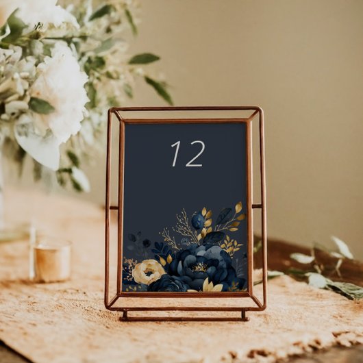 Carte de table Mariage Floral Gold Luxe Midnight