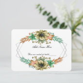 Carte de table Mariage Floral Orange Jaune (Debout devant)