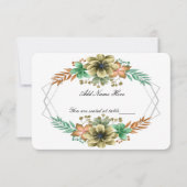 Carte de table Mariage Floral Orange Jaune (Devant)