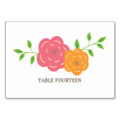 Carte de table Mariage Floral Orange Rouge en fleu (Dos)