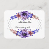 Carte de table Mariage Floral Purple & Blue Waterc (Devant)