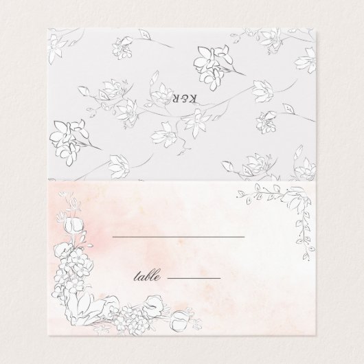 Carte de table Mariage florale subtile moderne (Outside Unfolded)