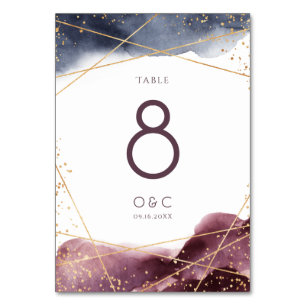 Carte de table Mariage géométrique Dusk Watercolor