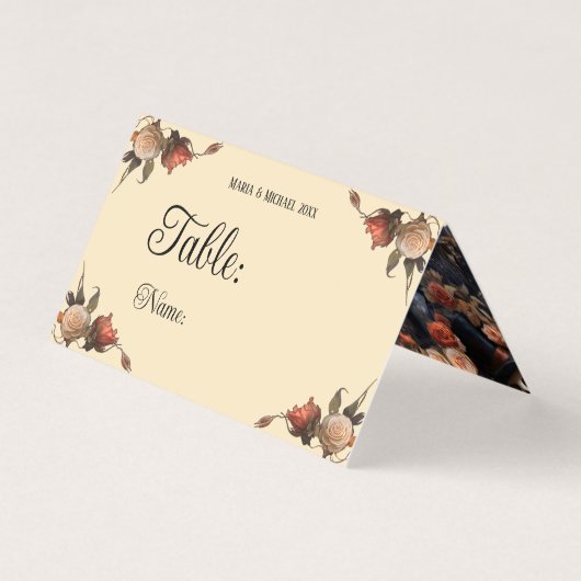 Carte de table Mariage gothique floral Kisser Skel (Front)