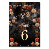 Carte de table Mariage gothique Kissing Skeletons (Dos)