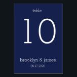 Carte de table Mariage moderne bleu marine<br><div class="desc">Cartes de table mariage moderne bleu marine avec texte personnalisable</div>
