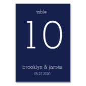 Carte de table Mariage moderne bleu marine (Dos)