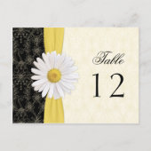 Carte de table Mariage noir, ivoire, or, marguerit (Devant)