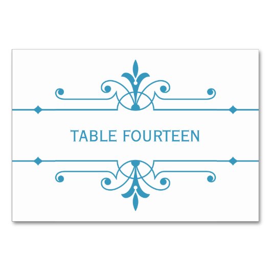 Carte de table Mariage ornementale Bleu v2 (Devant)