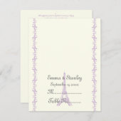 Carte de table mariage Paris Tour Eiffel violet (Devant / Derrière)