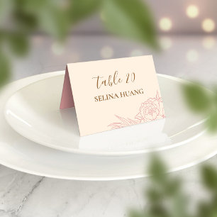 Carte de table Mariage Pivoine Double Bonheur
