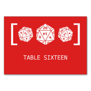 Carte de table Mariage Red D20 Dice Gamer