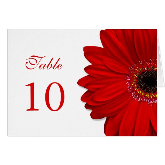 Carte de table Mariage Red Gerbera Daisy (Devant horizontal)