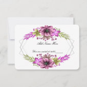 Carte de table Mariage rose et vert Aquarelle Flor (Devant)