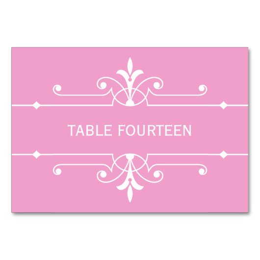 Carte de table Mariage rose fantaisie (Devant)