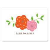 Carte de table Mariage rose rose fleuri en fleurs (Dos)