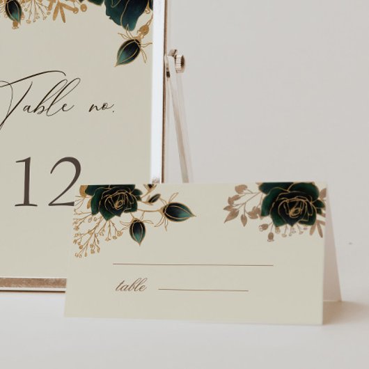 Carte de table Mariage Rose Verte Aquarelle