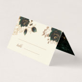 Carte de table Mariage Rose Verte Aquarelle (Front)