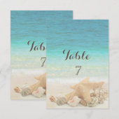 Carte de table Mariage sur la Plage Coquillages (Devant / Derrière)