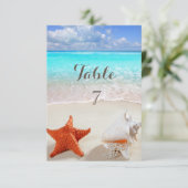 Carte de table Mariage sur la Plage Coquillages (Debout devant)
