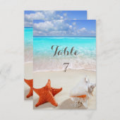 Carte de table Mariage sur la Plage Coquillages (Devant / Derrière)