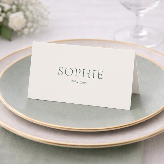 Carte de table mariage vert sauge minimaliste