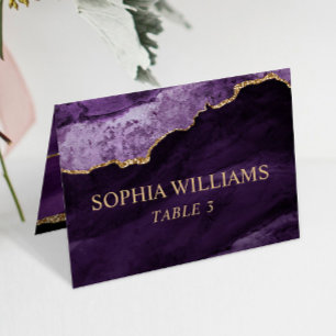 Carte de table Mariage violet et or