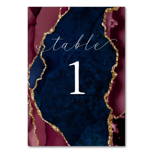 Carte de table marine, bourgogne et or (Dos)