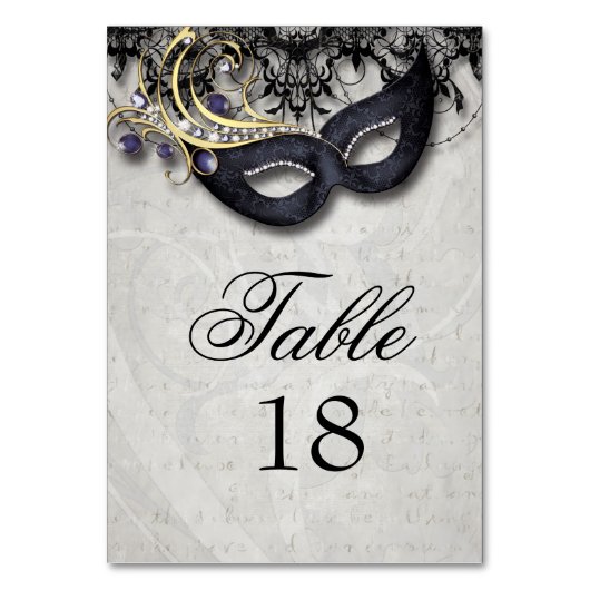 Carte de table Masquerade avec masque de bijou noi (Par défaut)