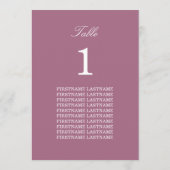 Carte de table Mauve Noms d'invités (Dos)