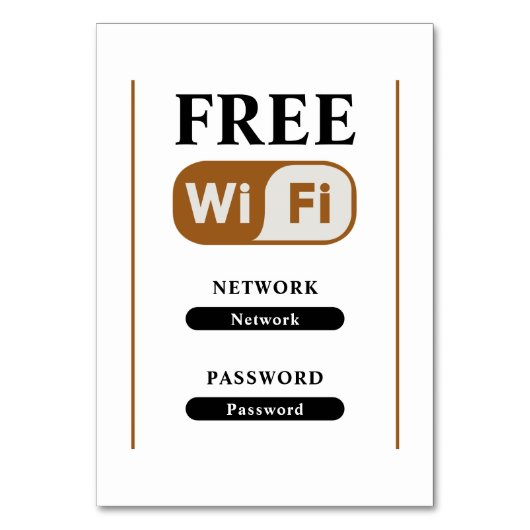 Carte de table métallique Wi-Fi gratuit minimalist (Par défaut)