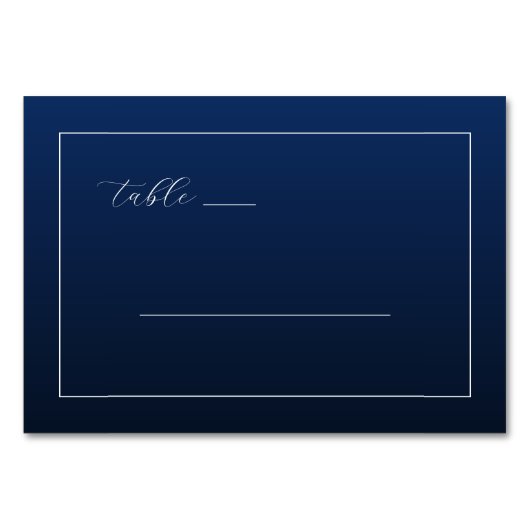 Carte de Table Minimaliste Élégante Navy (Devant)