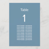 Carte de table moderne Dusty Blue Guest Names (Dos)