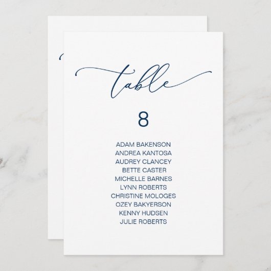 Carte de table moderne pour hôtes romantiques assi (Devant / Derrière)