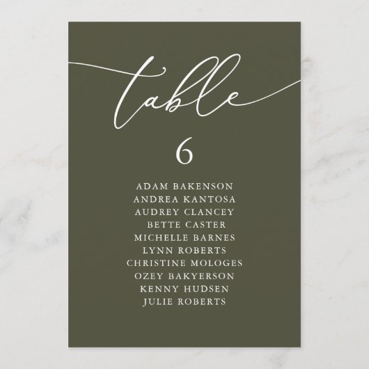 Carte de table moderne pour hôtes romantiques assi (Dos)