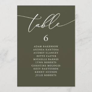 Carte de table moderne pour hôtes romantiques assi