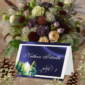 Carte de table - Montagne bleue