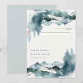 Carte de table Montagnes Bleues Blush Gris (Devant / Derrière)