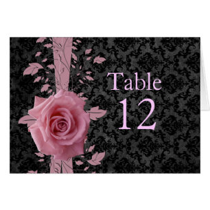 Carte de table noire Damask Rose Rose